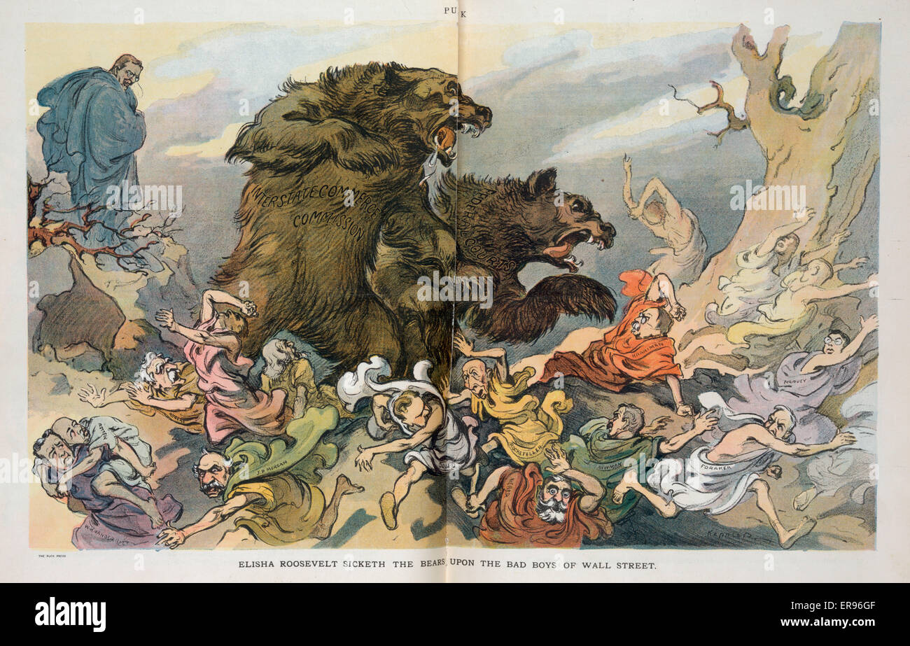 Elisha Roosevelt sicketh the bears upon the bad boys of Wall Stock Photo