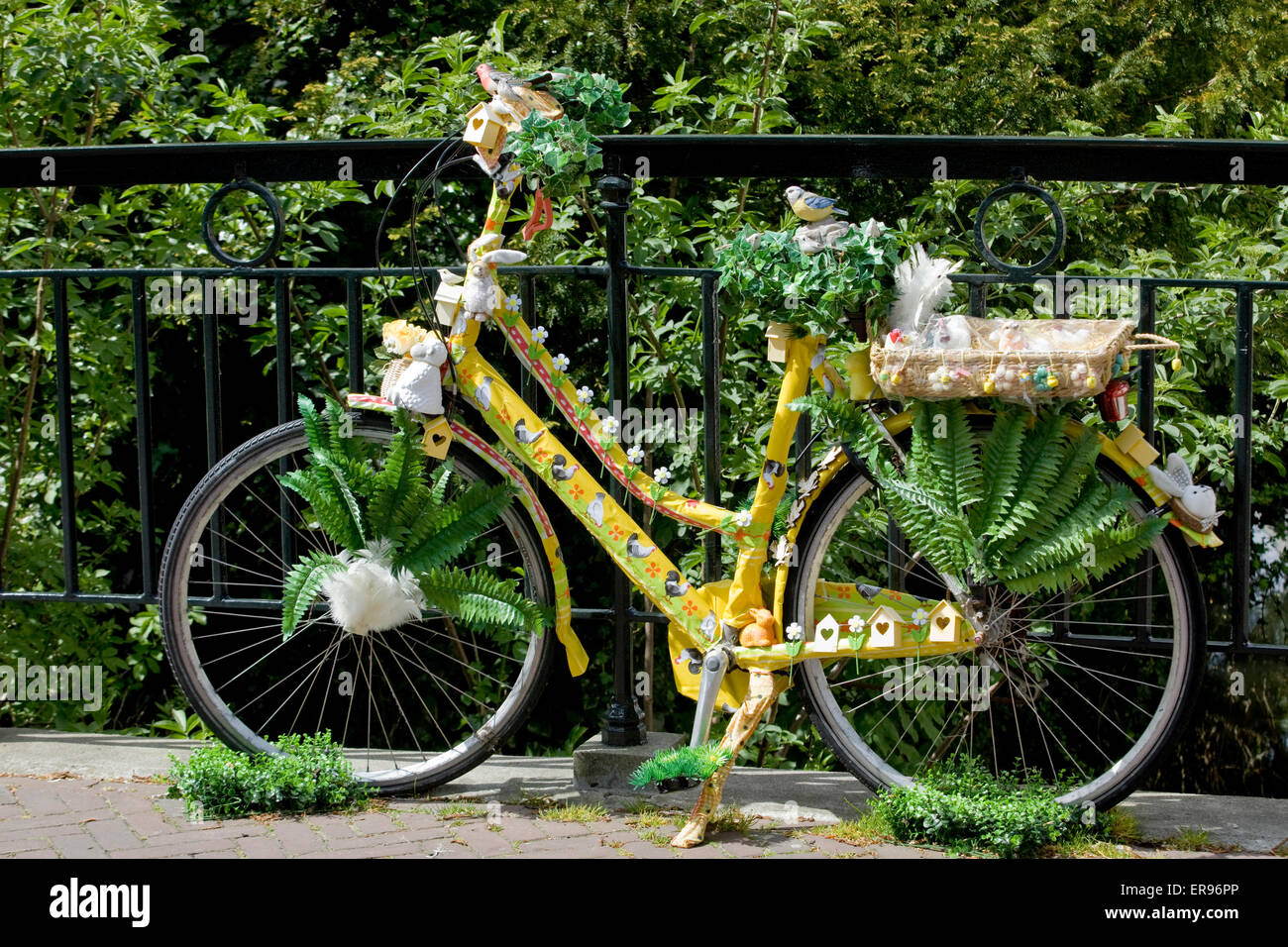 Decorated flower power Bicycle in Amsterdam Stock Photo Alamy