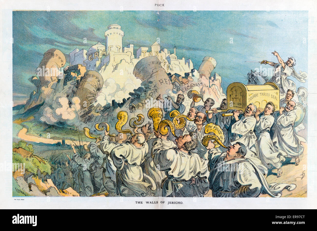 The walls of Jericho. Illustration shows supporters of a Square Tariff