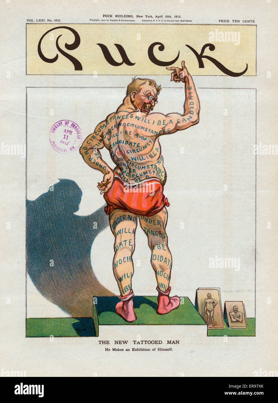 The new tattooed man - he makes an exhibition of himself Stock Photo