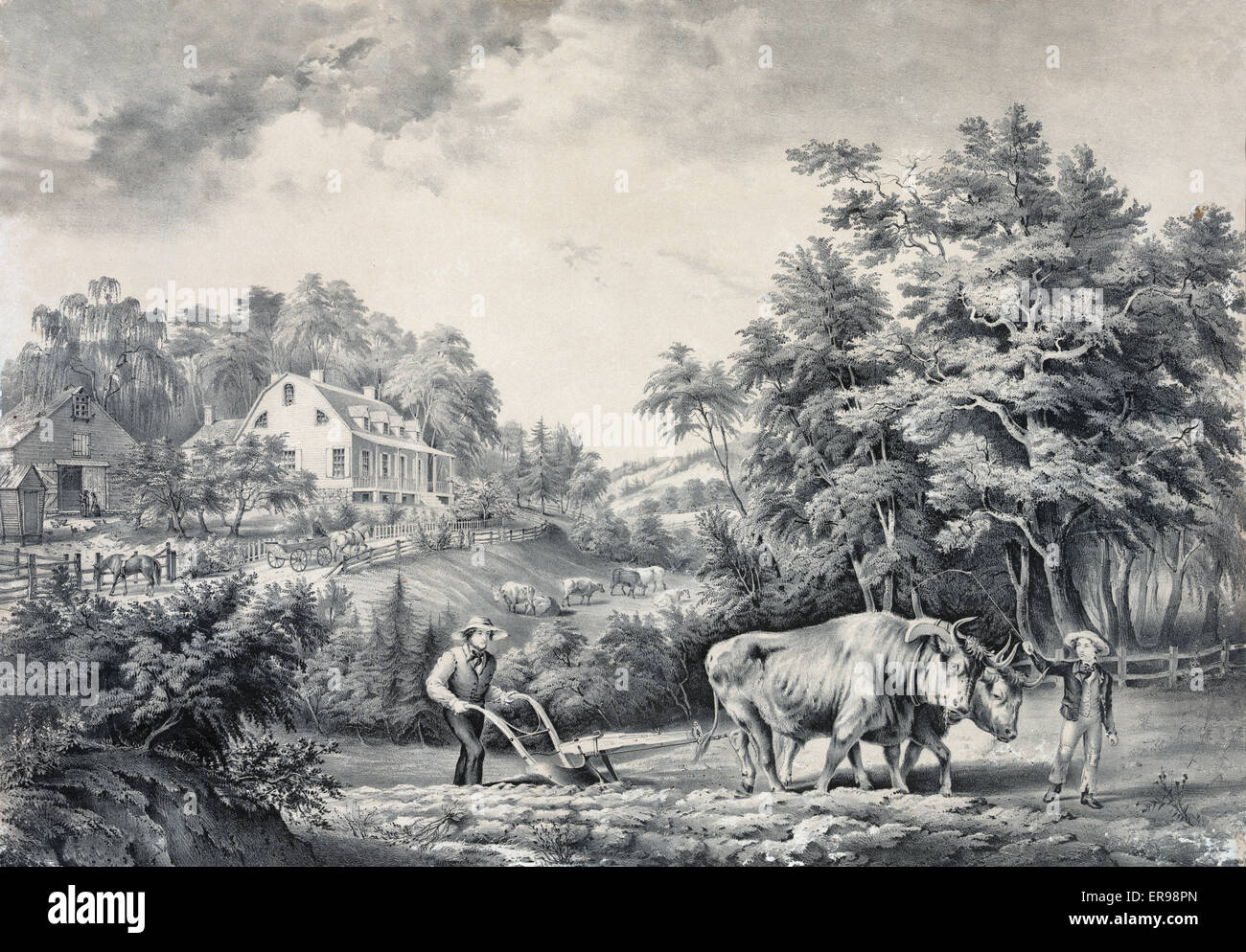 American farm scenes: No. 1. Date 1853. Stock Photo