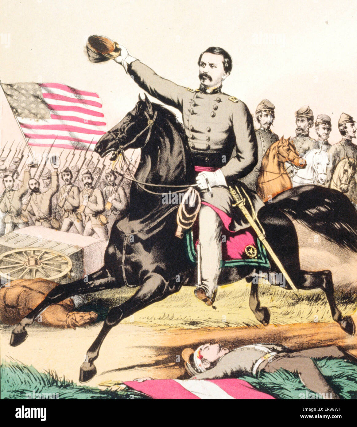 Major general george b mcclellan on horseback stock photo alamy