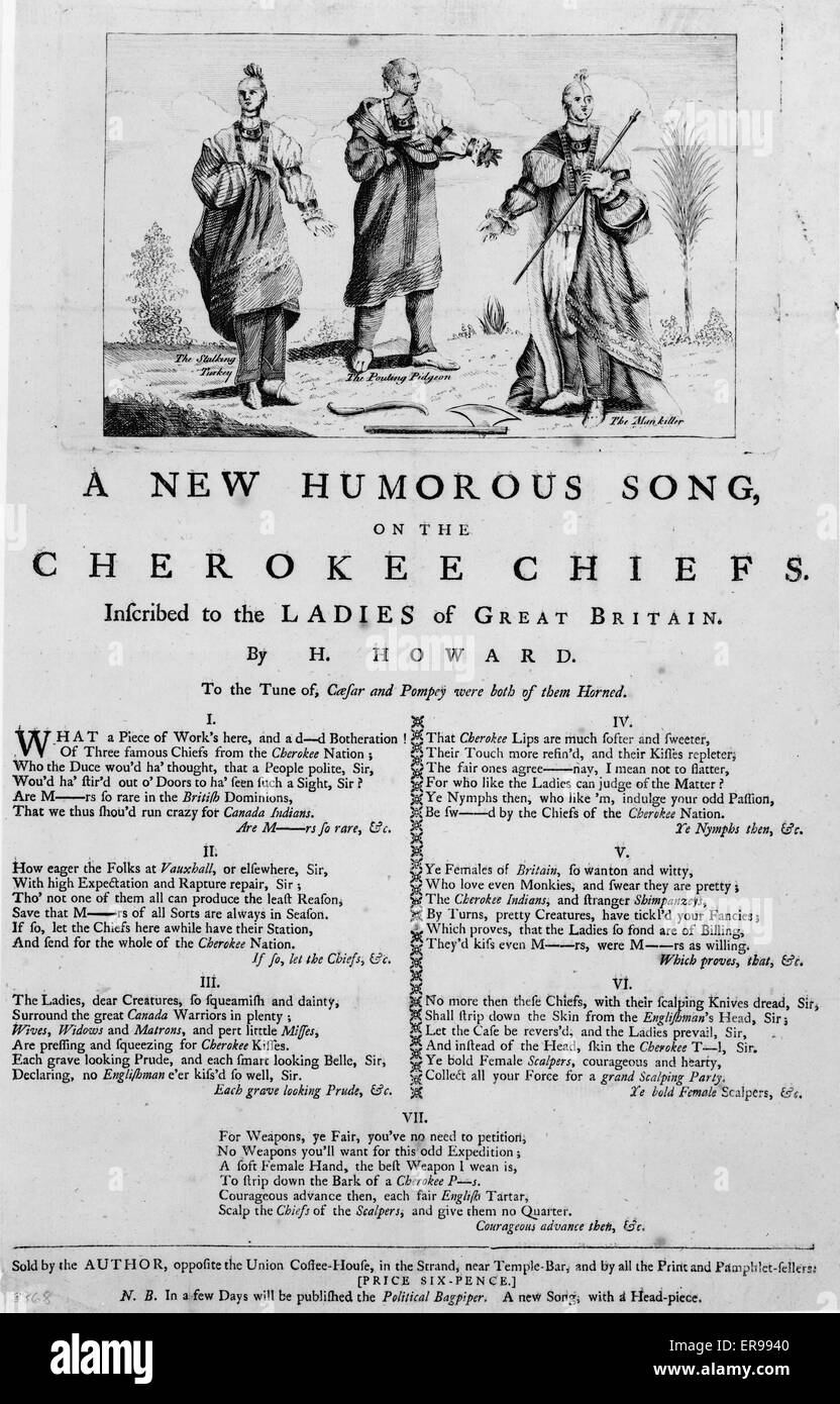 A New humorous song, on the Cherokee chiefs Inscribed to the Stock Photo