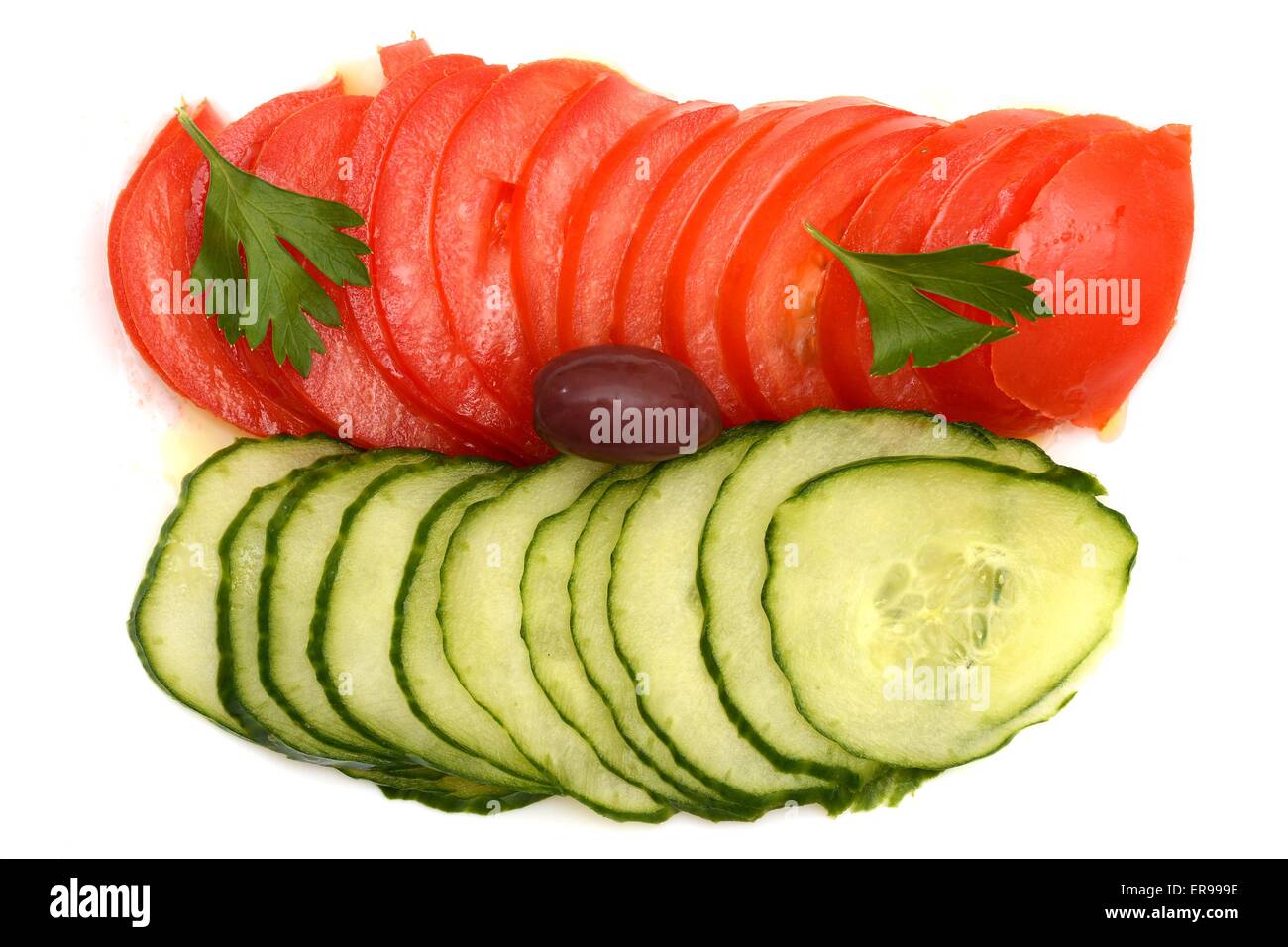 Cucumber and tomato salad Stock Photo - Alamy
