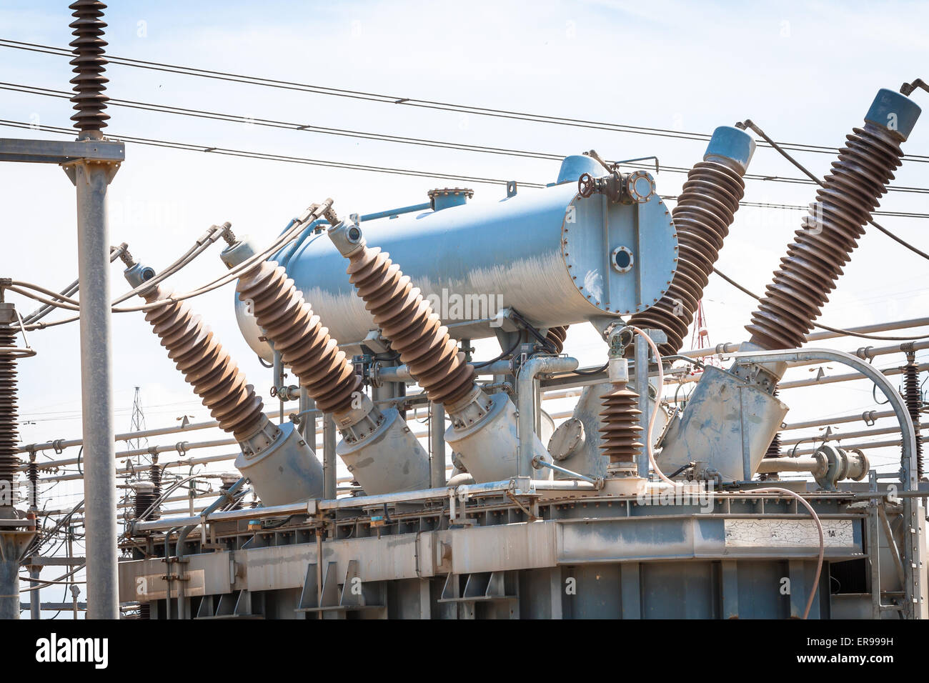 Power Station. connections in a power plant Photo Alamy