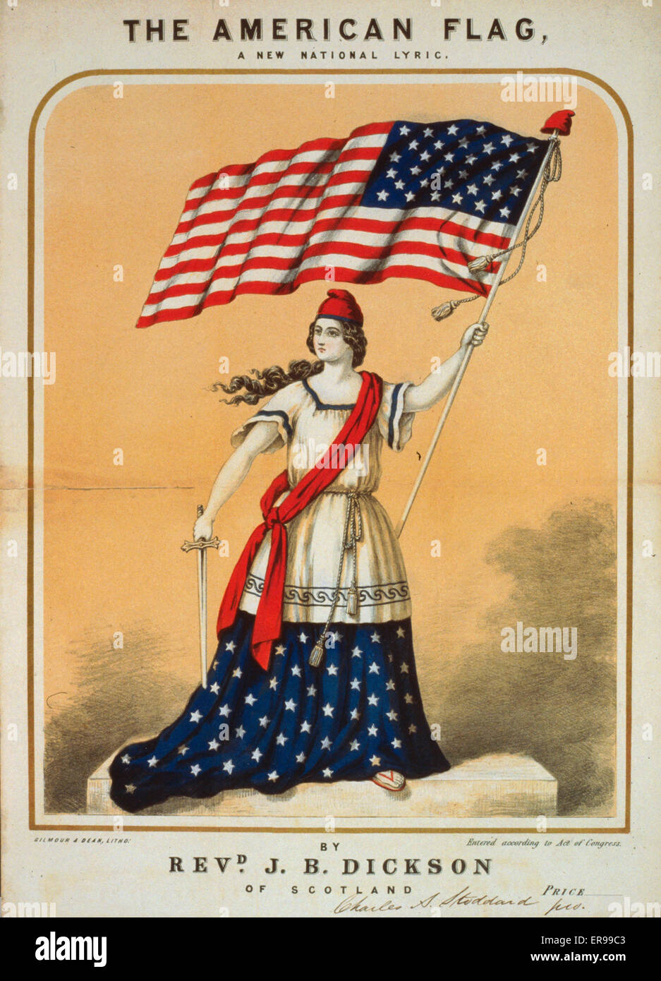 The American flag, a new national lyric by Revd. JB Dickson Stock Photo