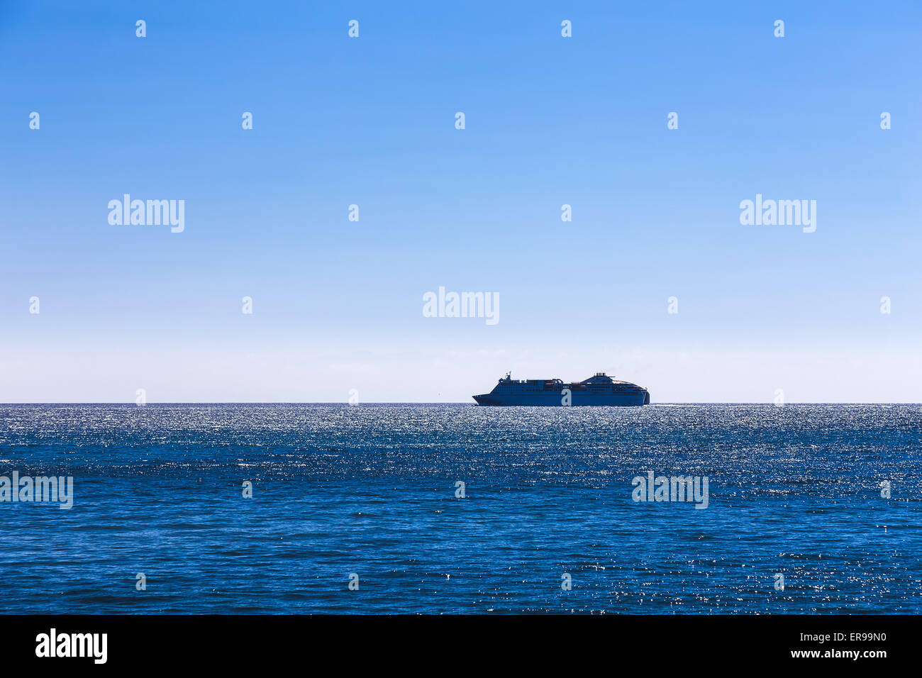 Cruise ship or liner in the open Atlantic ocean Stock Photo