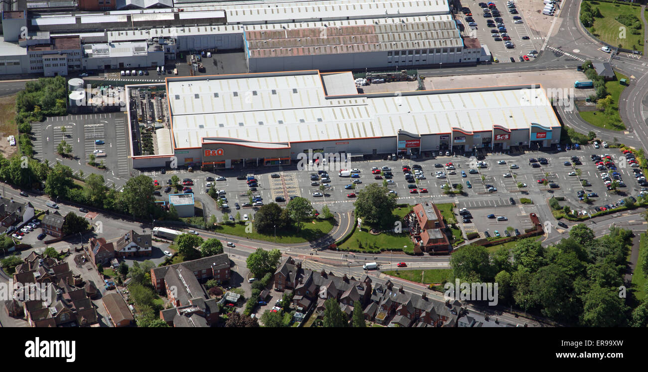 aerial view of the B&Q superstore in Stafford, UK Stock Photo