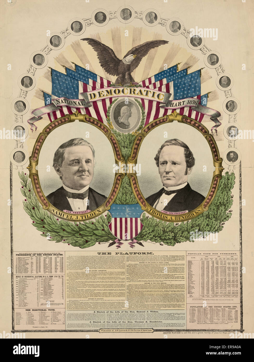 National Democratic chart, 1876--For president, Samuel J. Ti Stock Photo