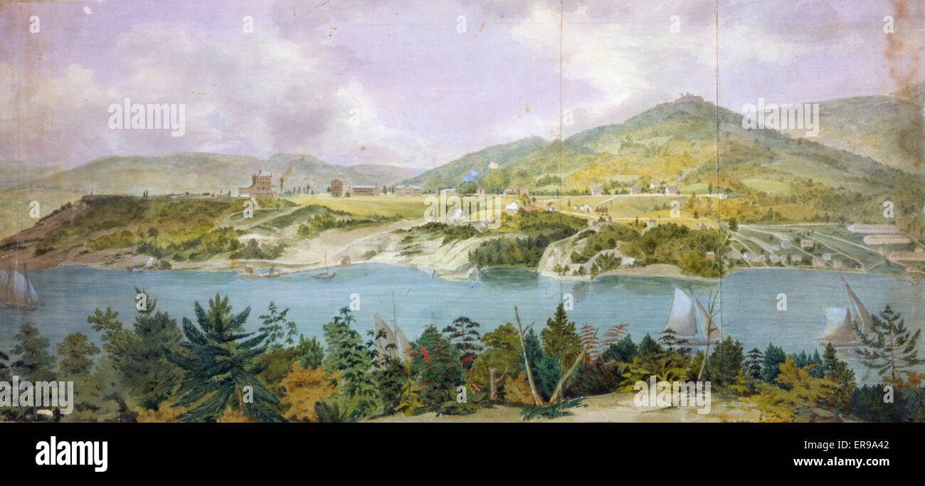 West Point from Constitution Island. Date ca. 1820. Stock Photo