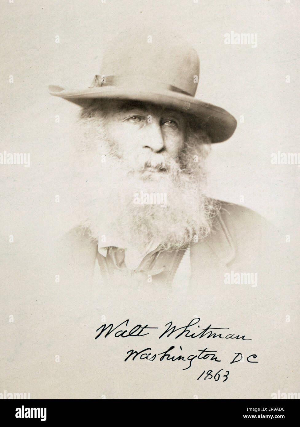 Walt Whitman, head-and-shoulders portrait, facing right, wea Stock Photo