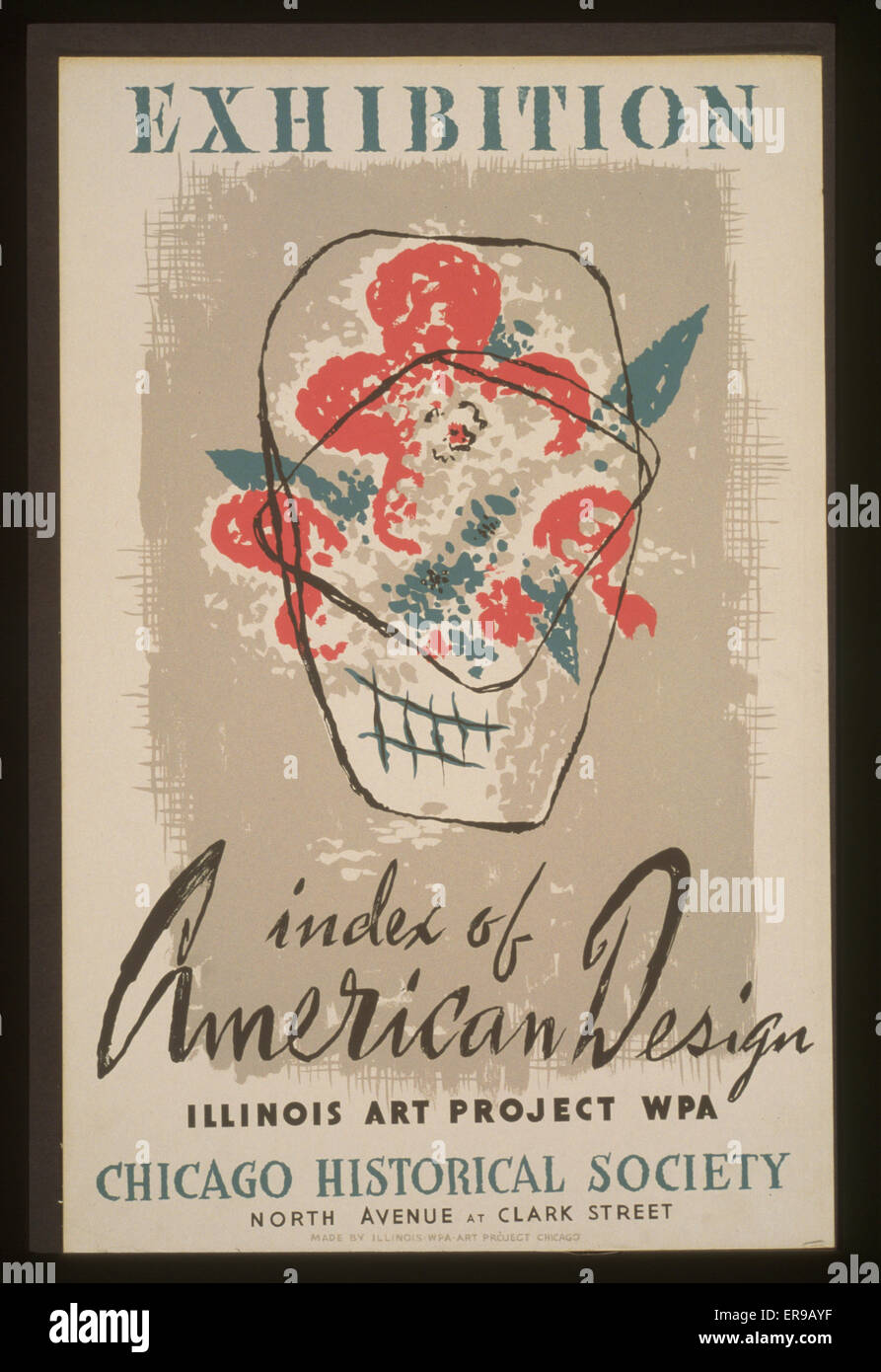 Exhibition Index of American Design. Poster for WPA exhibition of Index of American Design at the Chicago Historical Society. Date 1941. Stock Photo