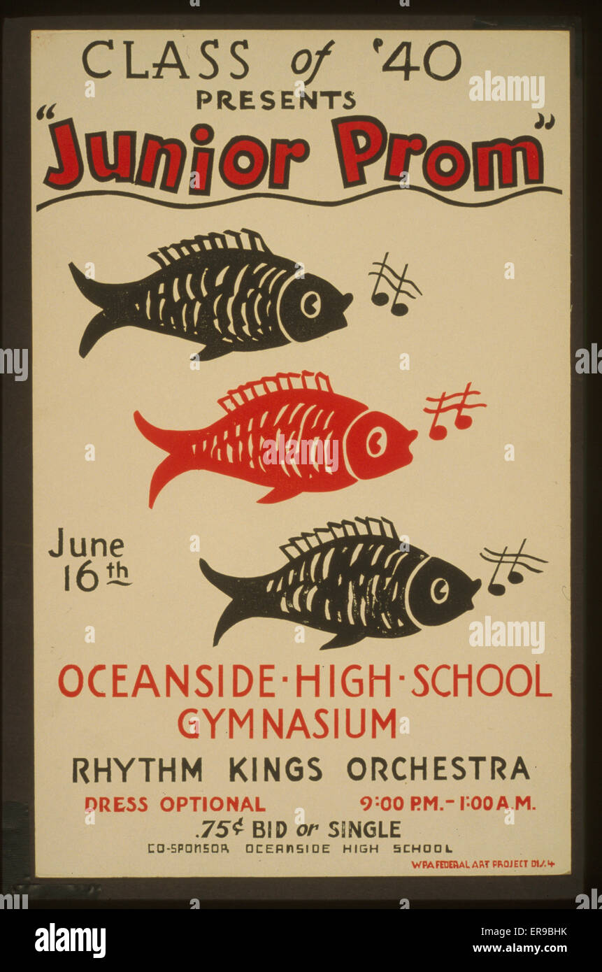 Class of '40 presents Junior prom Oceanside High School gymn Stock Photo