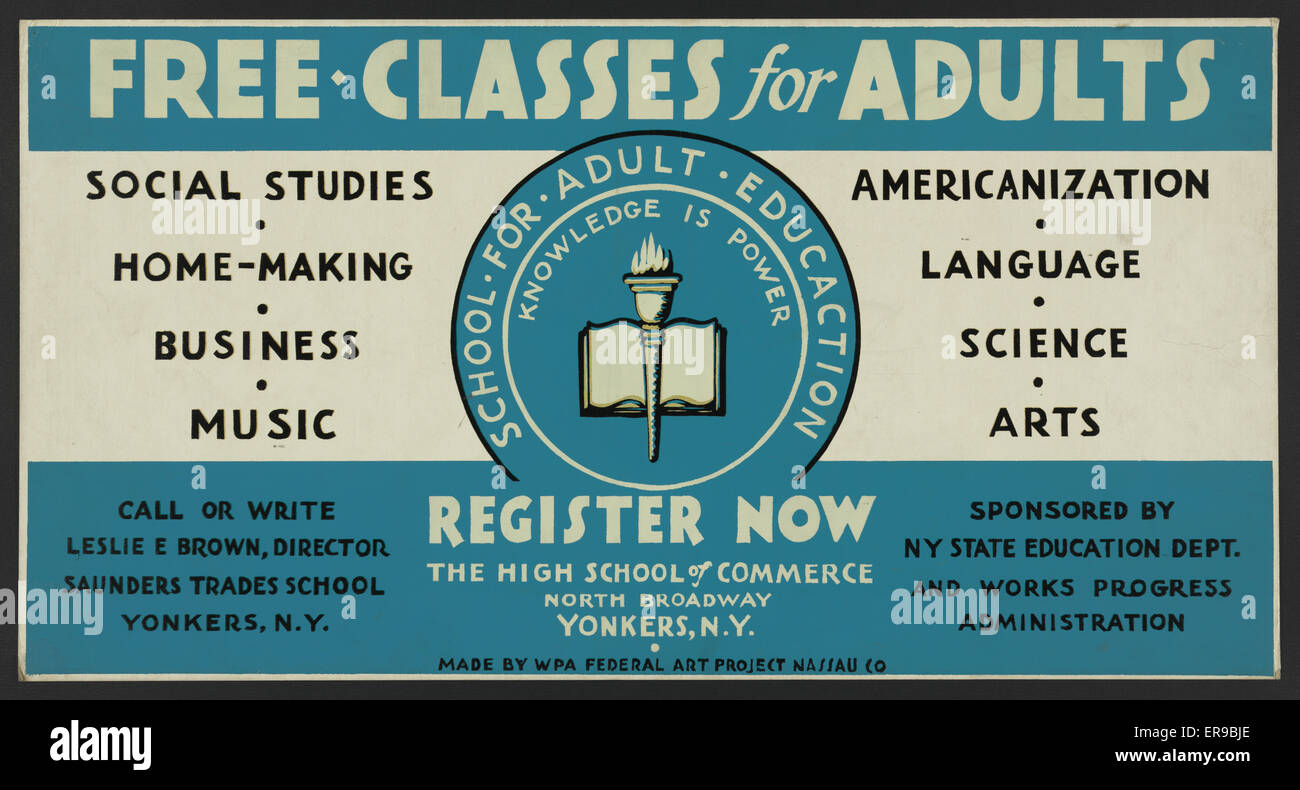 Free classes for adults - register now Stock Photo