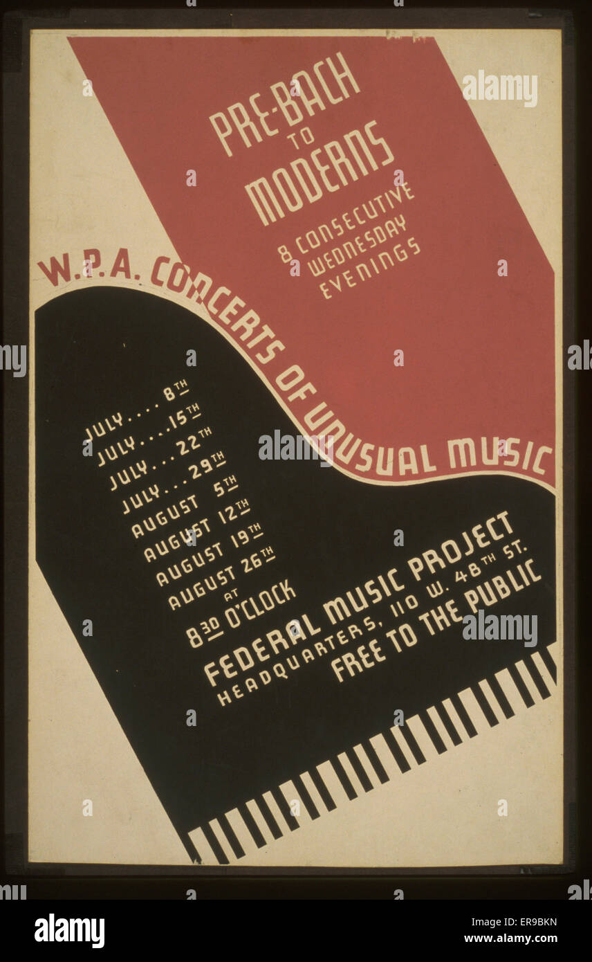 WPA. concerts of unusual music Pre-Bach to moderns : 8 conse Stock Photo