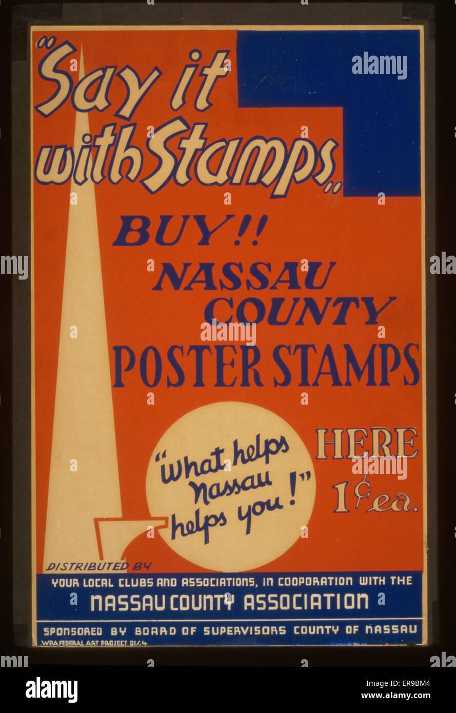 Say it with stamps Buy!! Nassau County poster stamps : What Stock Photo
