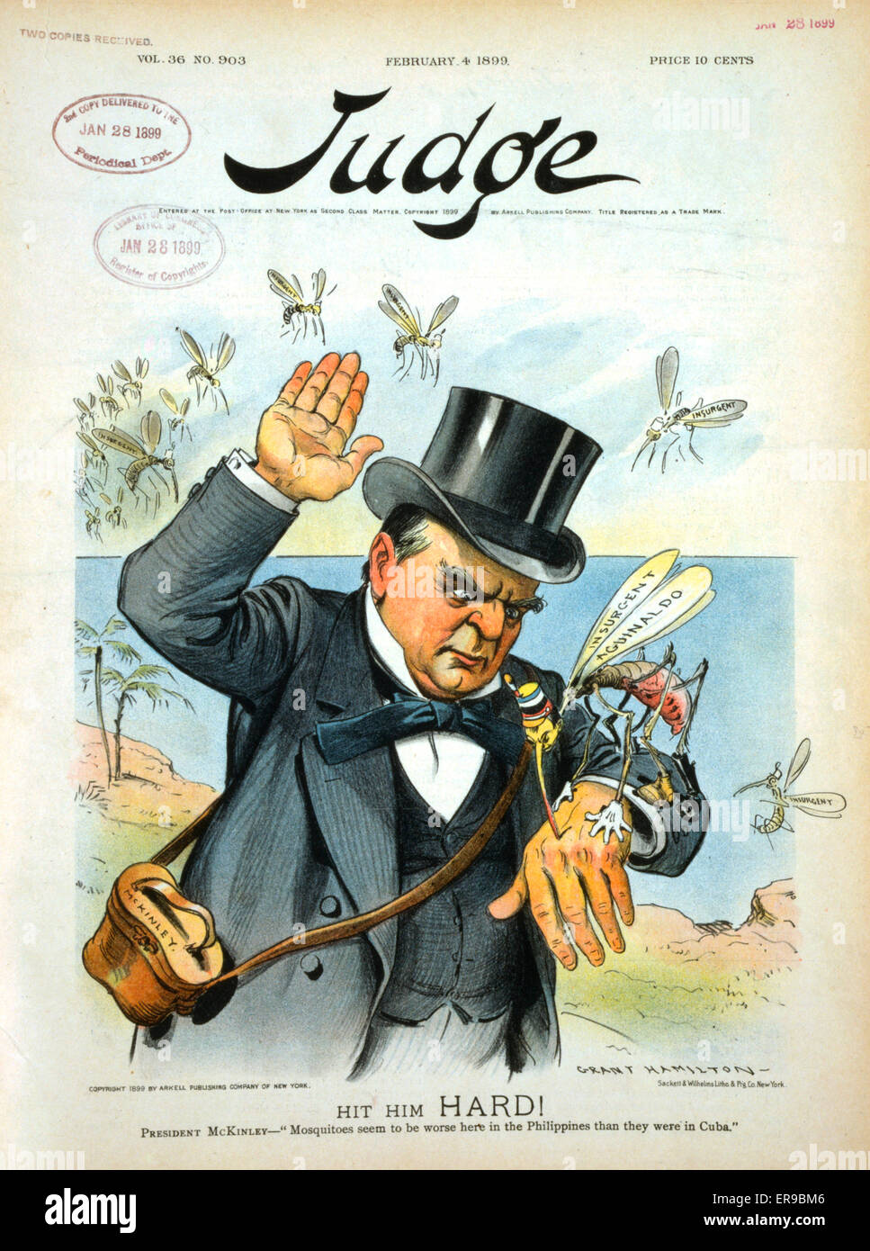 Hit him hard! President McKinley - Mosquitoes seem to be wor Stock Photo