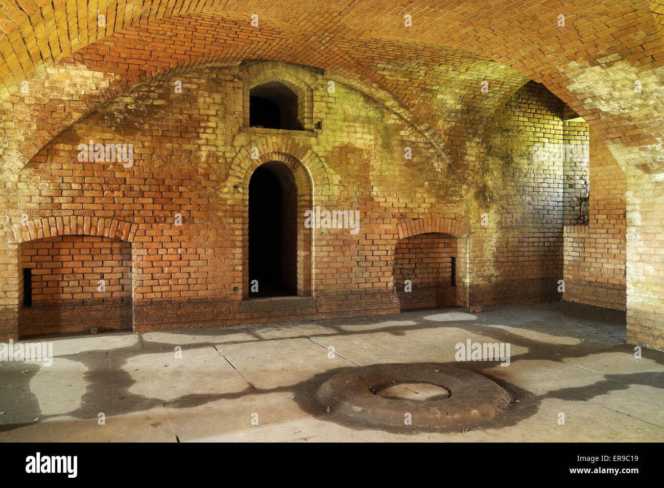 Brickwork and vaulting in the lower level of Fort Gaines, Dauphin Island, Alabama, USA. Stock Photo