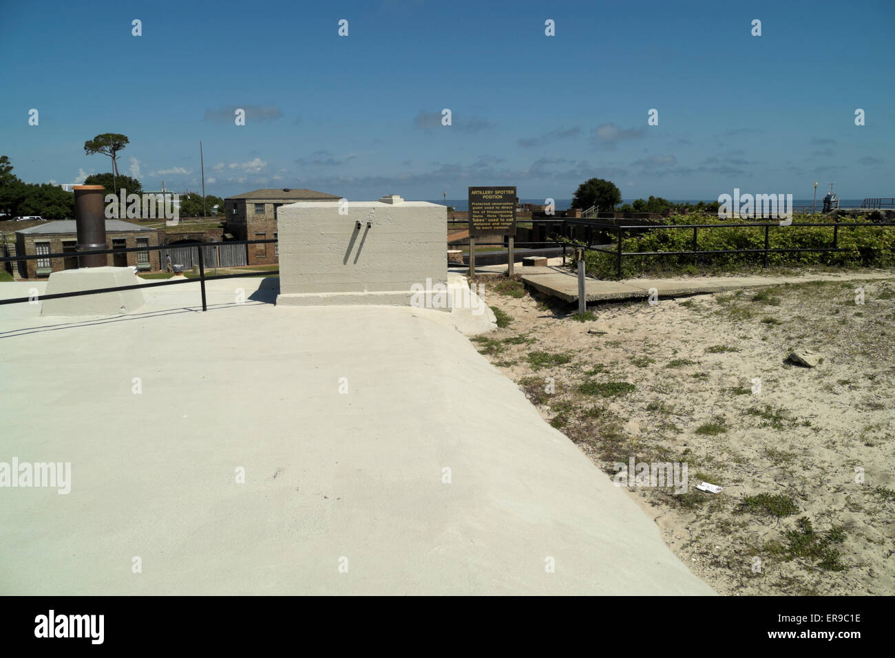 Artillery spotter position for disappearing guns at Fort Gaines located at Dauphin Island, Alabama. Stock Photo
