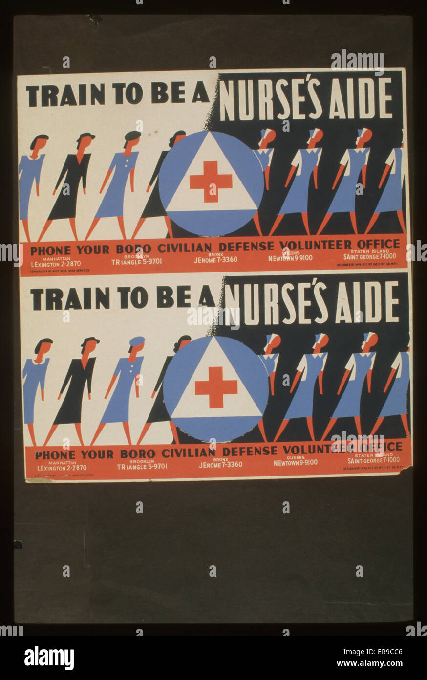Train to be a nurse's aide Phone your boro Civilian Defense Stock Photo