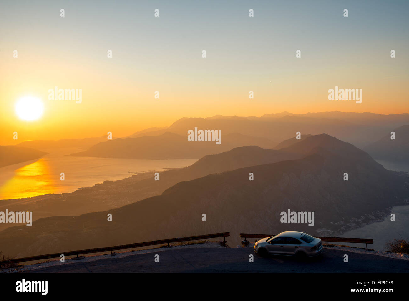 Balkan mountains on the sunset Stock Photo