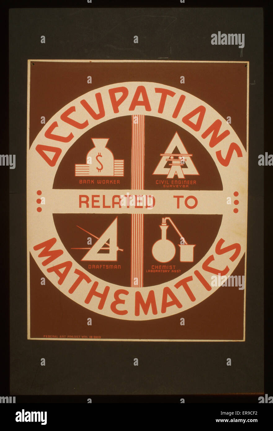 Occupations related to mathematics. Poster promoting occupations that