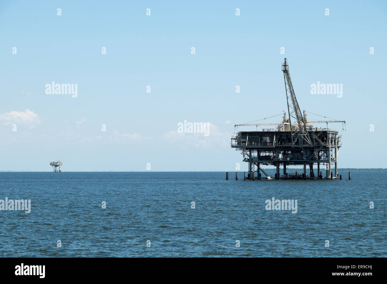 ExxonMobil natural gas platform in Mobile Bay, Alabama, USA. Stock Photo