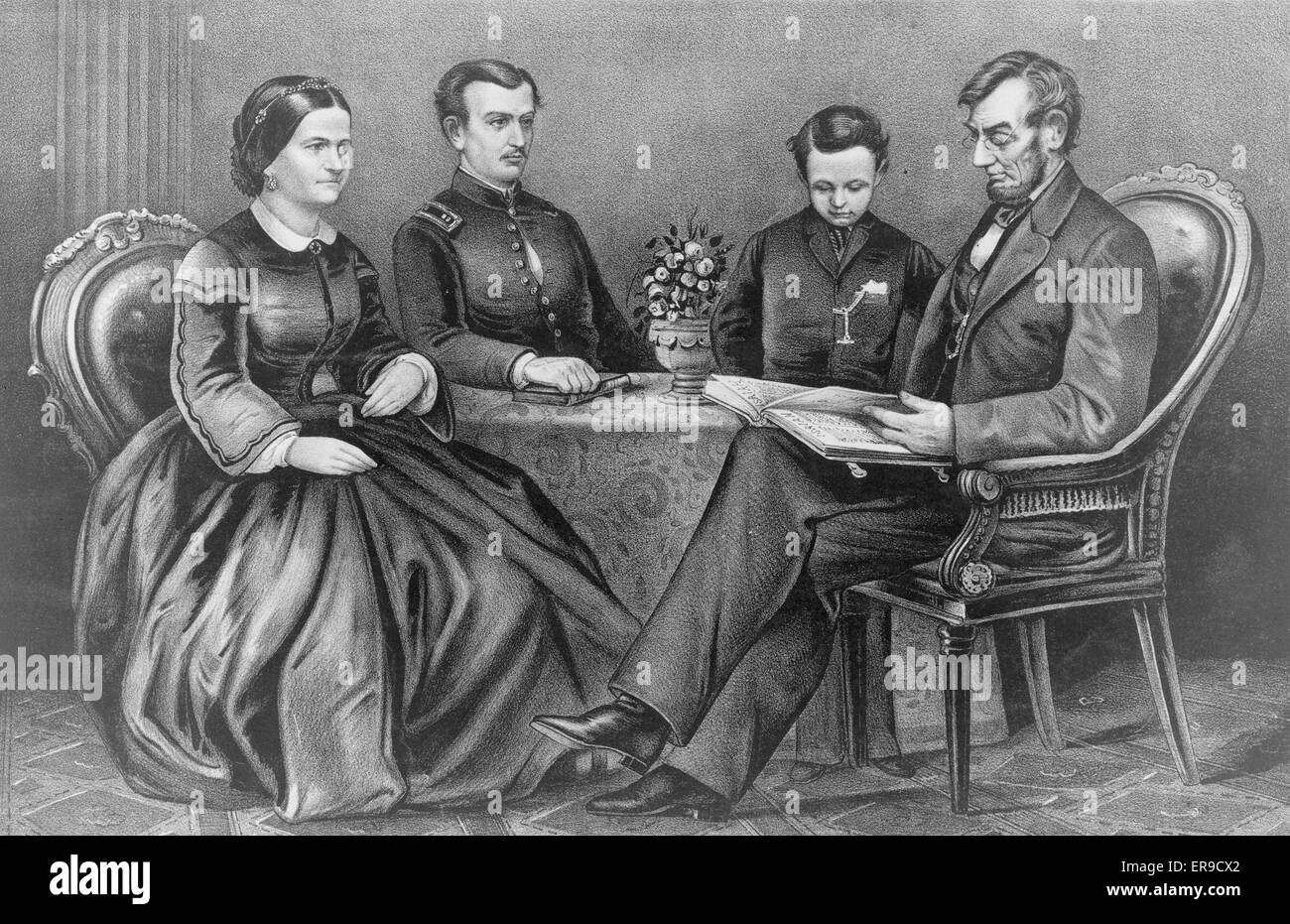 The Lincoln Family. Abraham Lincoln with his family, Mrs. Lincoln