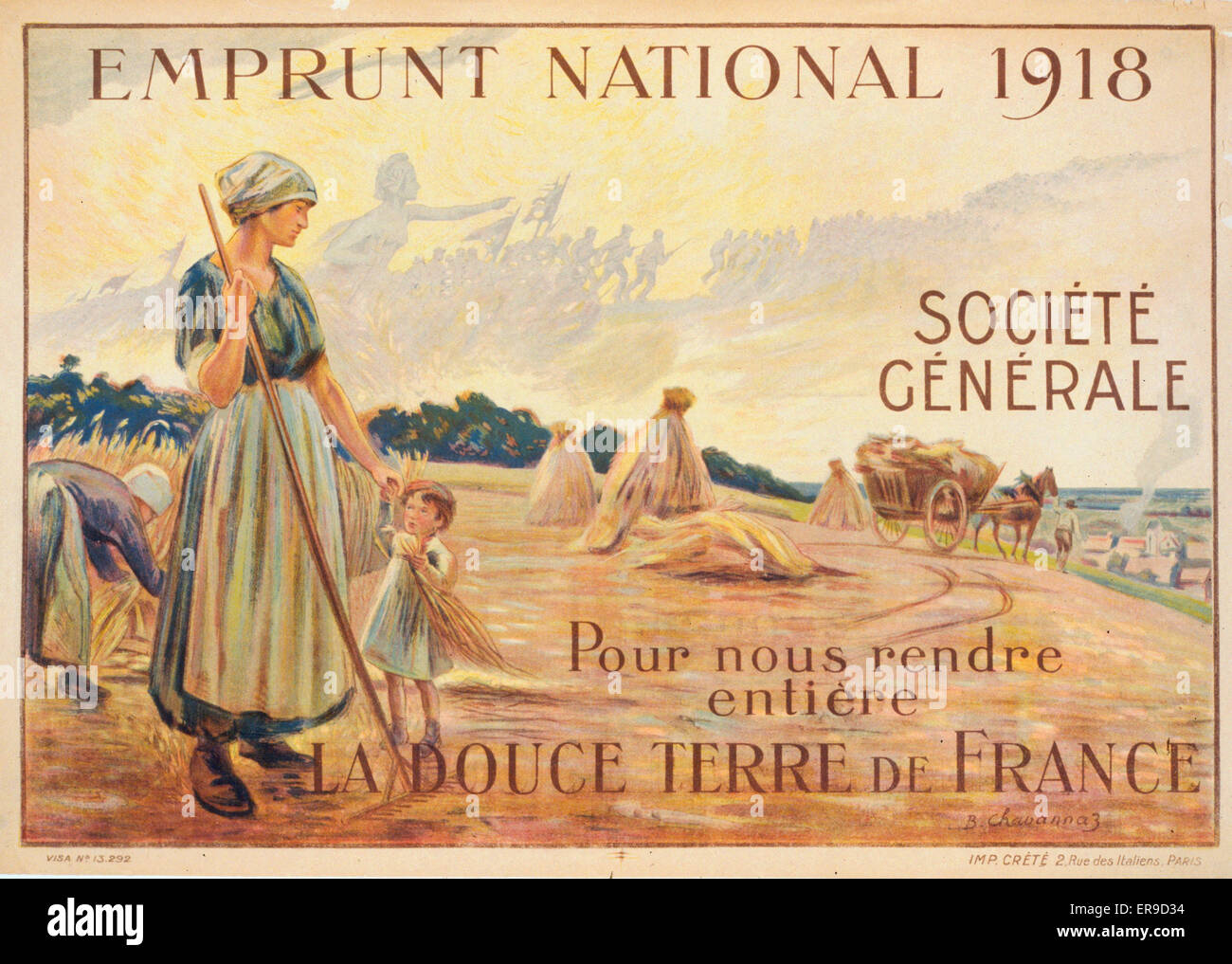 Emprunt National 1918. Societe Generale, pour nous rendre en Stock Photo