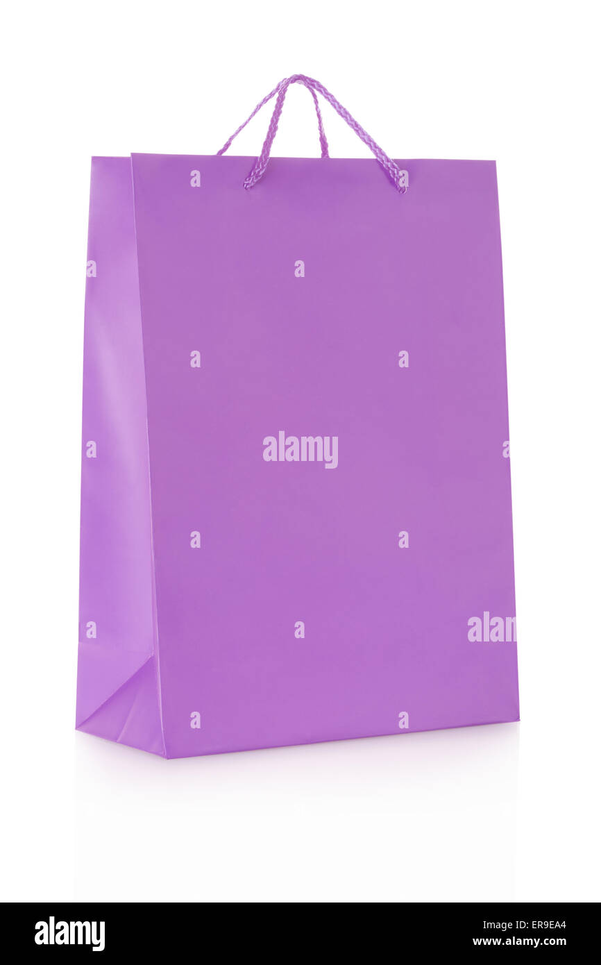 Purple shopping bag in paper Stock Photo