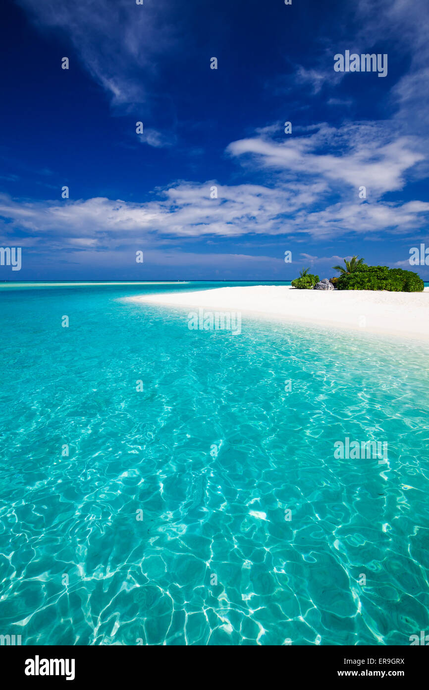 The most amazing beach on a tropical island with a rock Stock Photo