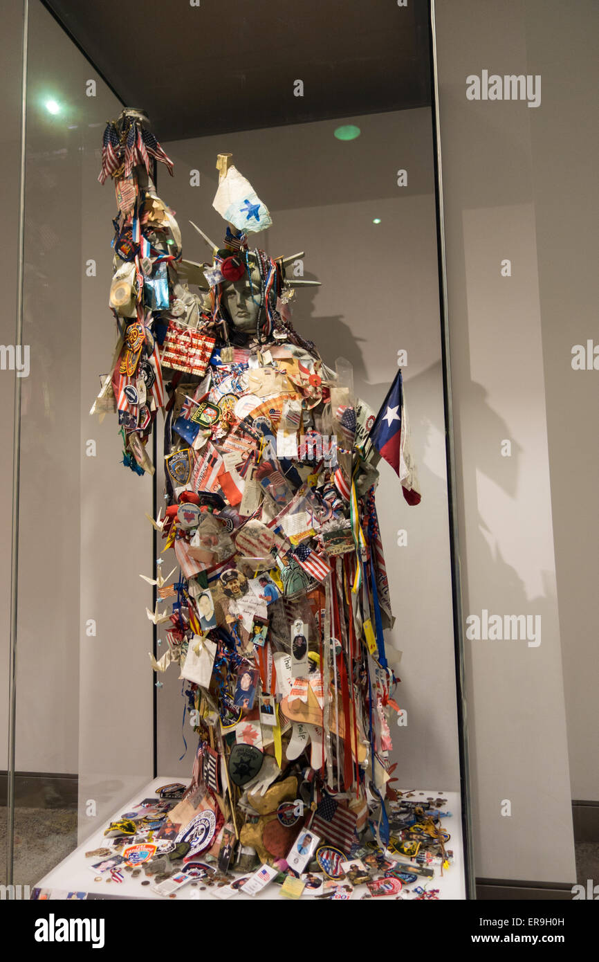 Statue of Liberty 'Lady Liberty' artwork, assembled from memorabilia/tributes . National September 11 Memorial Museum, NY Stock Photo