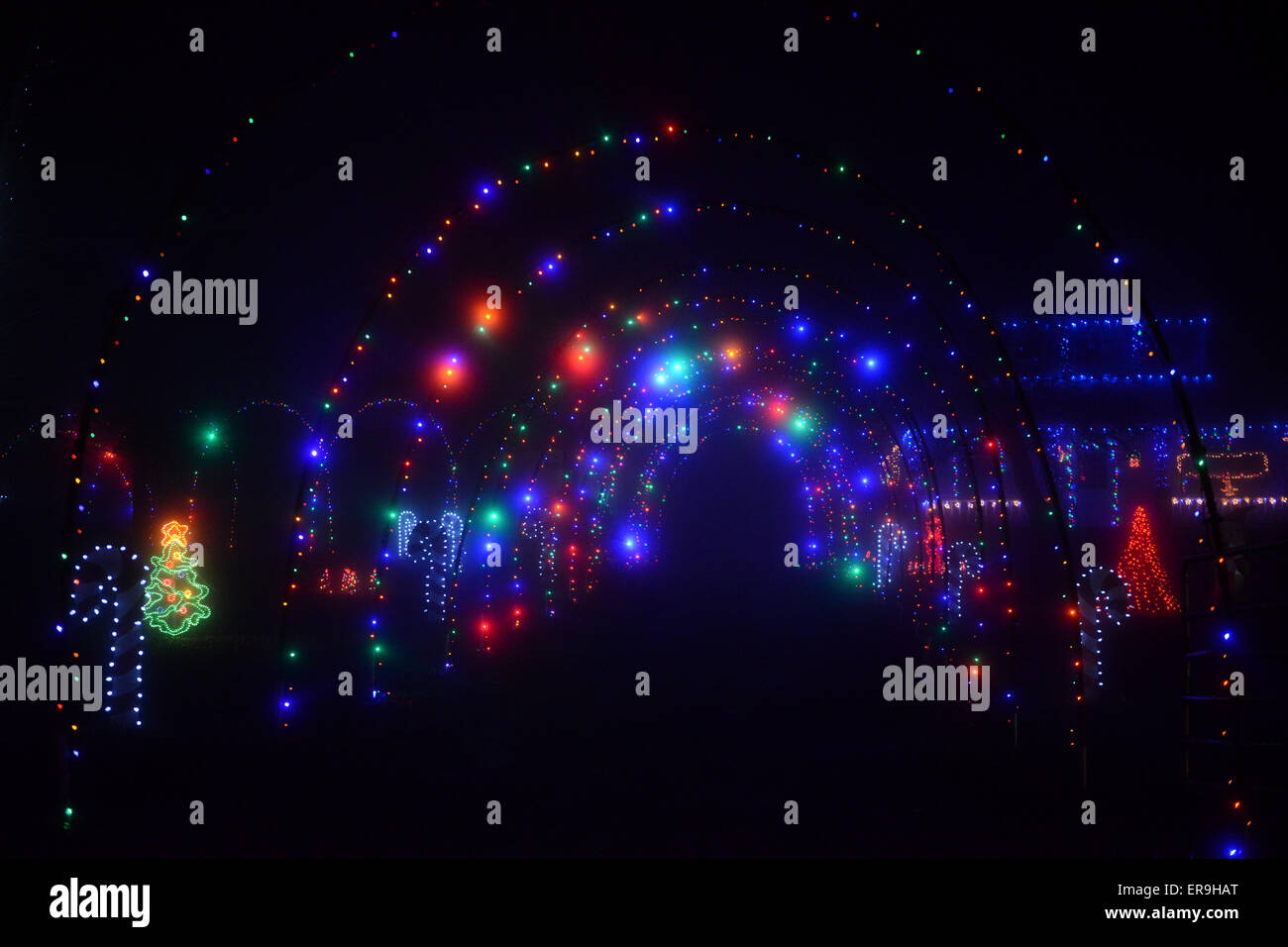 Christmas Lights Tunnel Stock Photo Alamy
