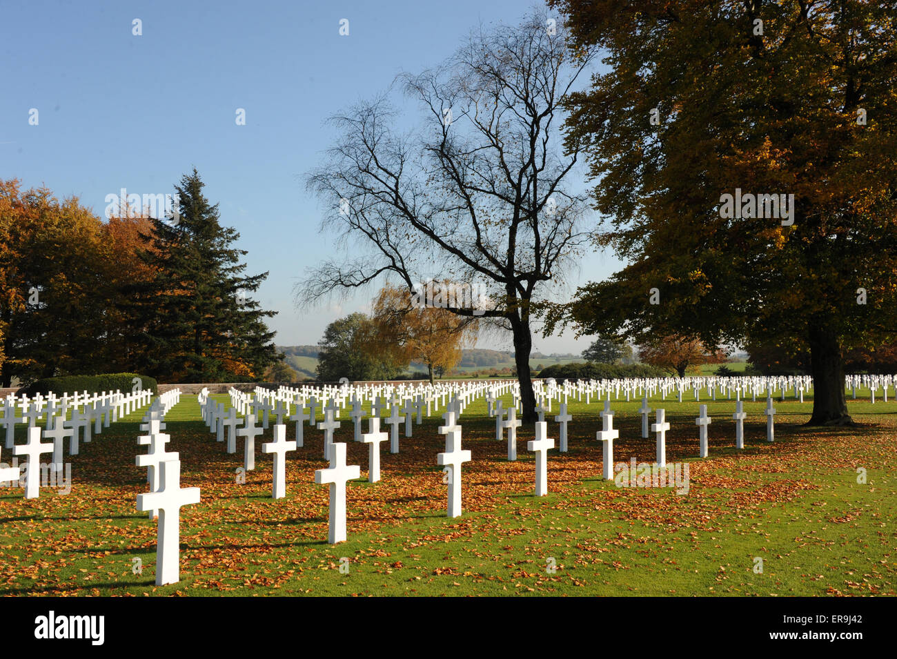 Henri-Chapelle American Cemetery and Memorial, WWII Graves, US Cemetery Stock Photo