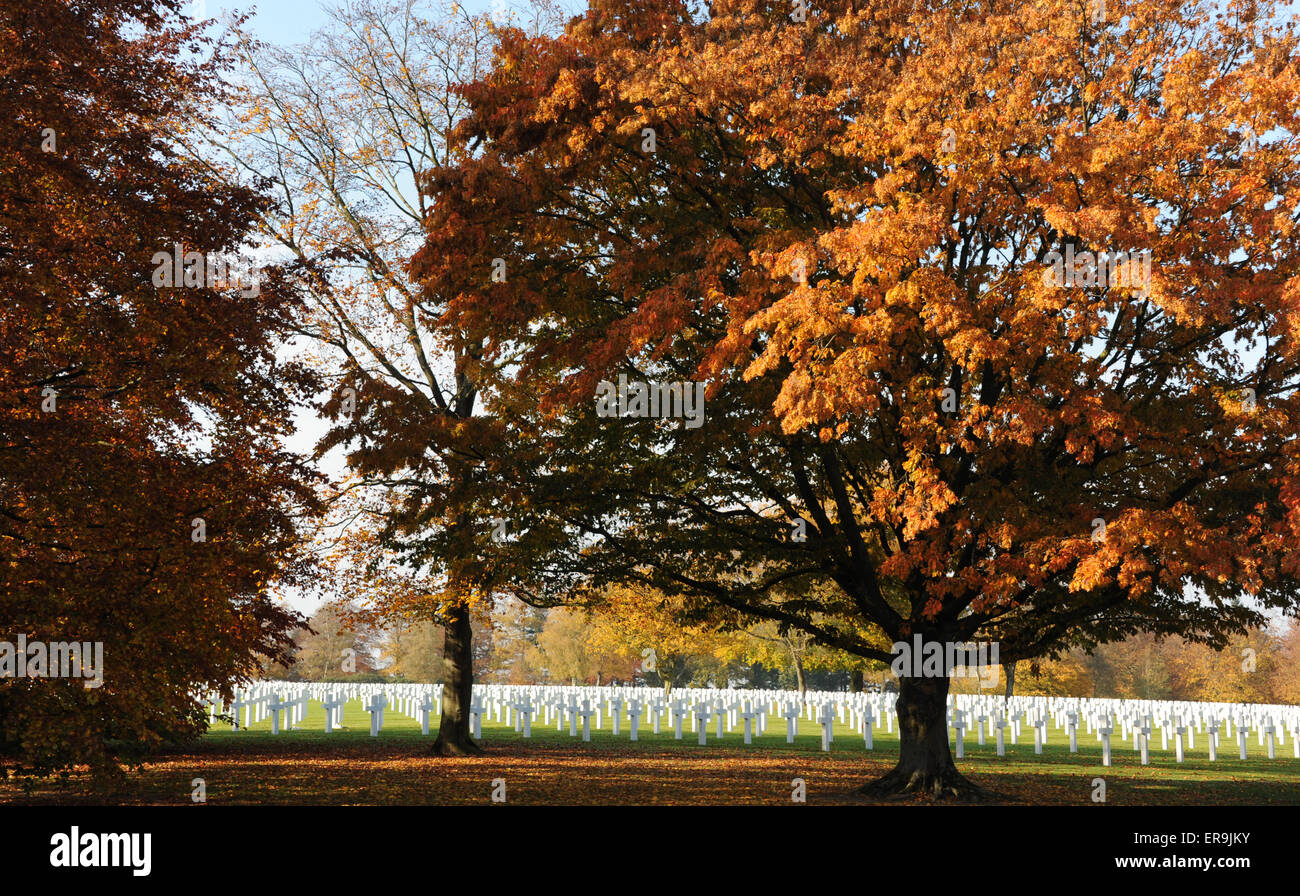 Henri-Chapelle American Cemetery and Memorial, WWII Graves, US Cemetery Stock Photo