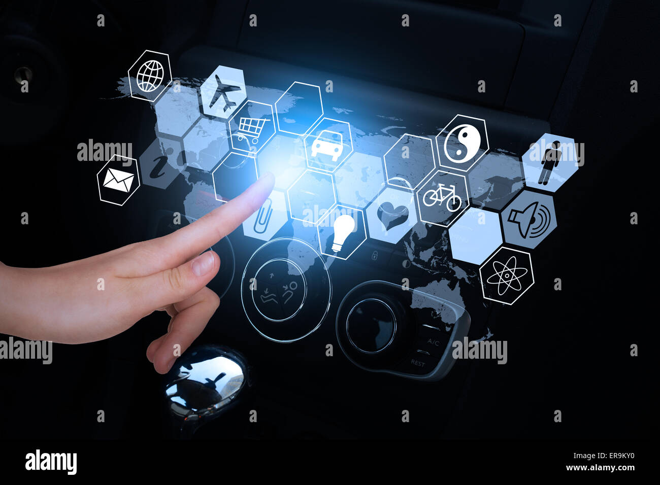 Car front panel with holographic screen Stock Photo - Alamy