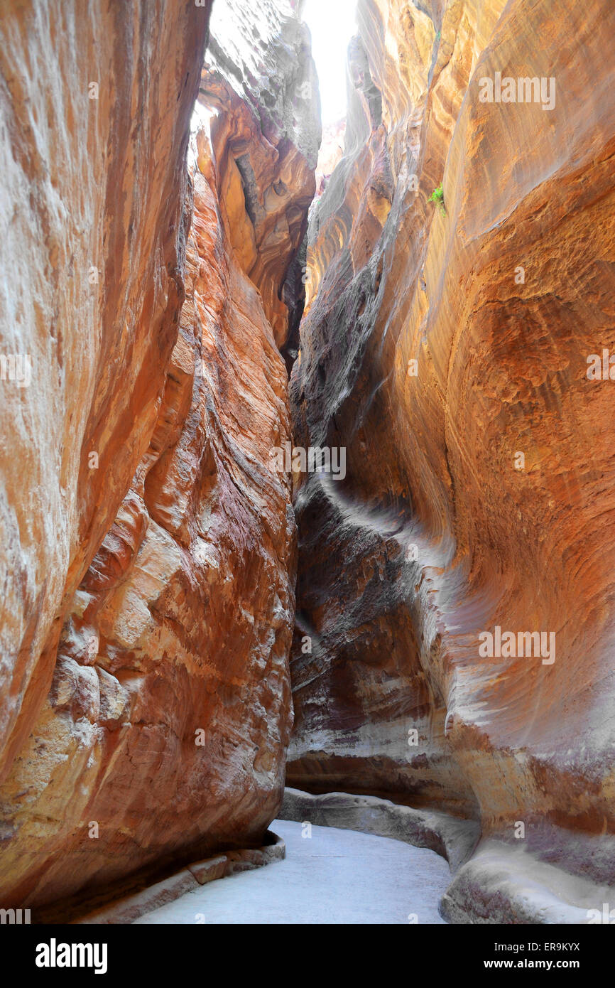 Tunnel between the rocky mountains in the ancient city of Petra, Jordan  Stock Photo - Alamy
