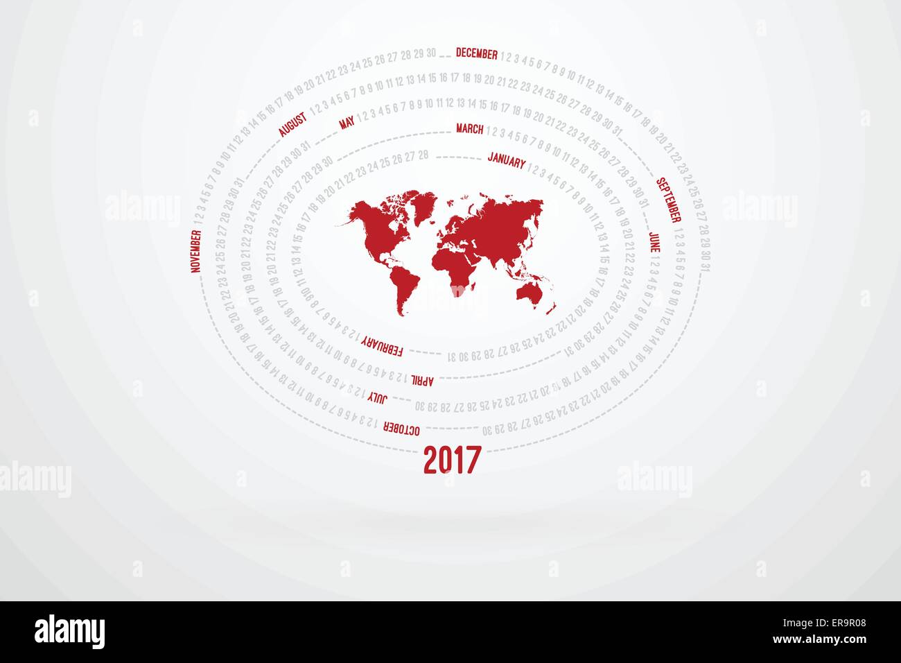 World Map Monthly Calendar For Year 2017 Stock Vector Image & Art - Alamy