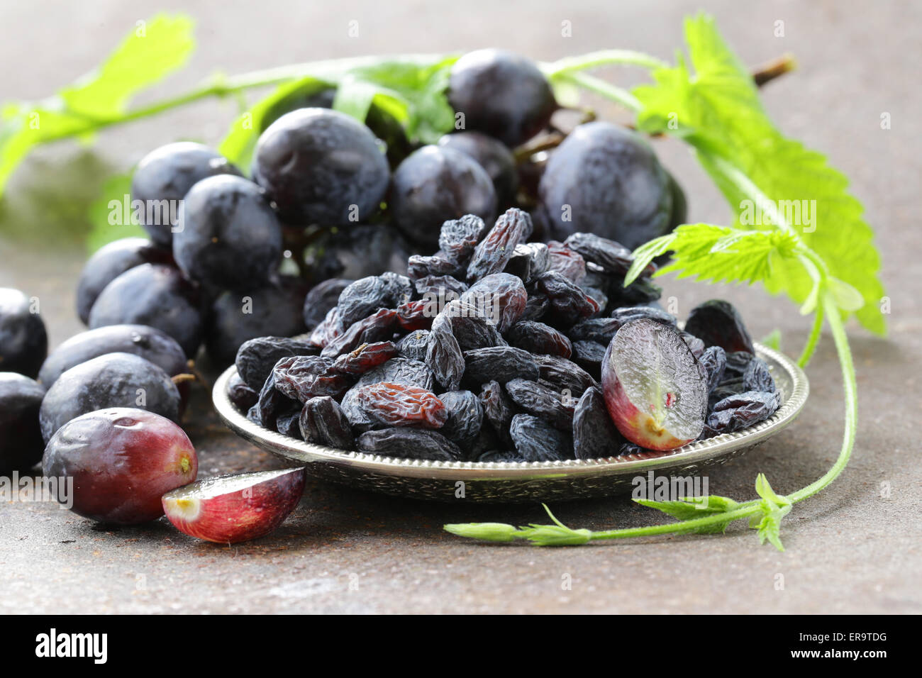 Natural organic dried grapes raisins, rustic still life Stock Photo Alamy
