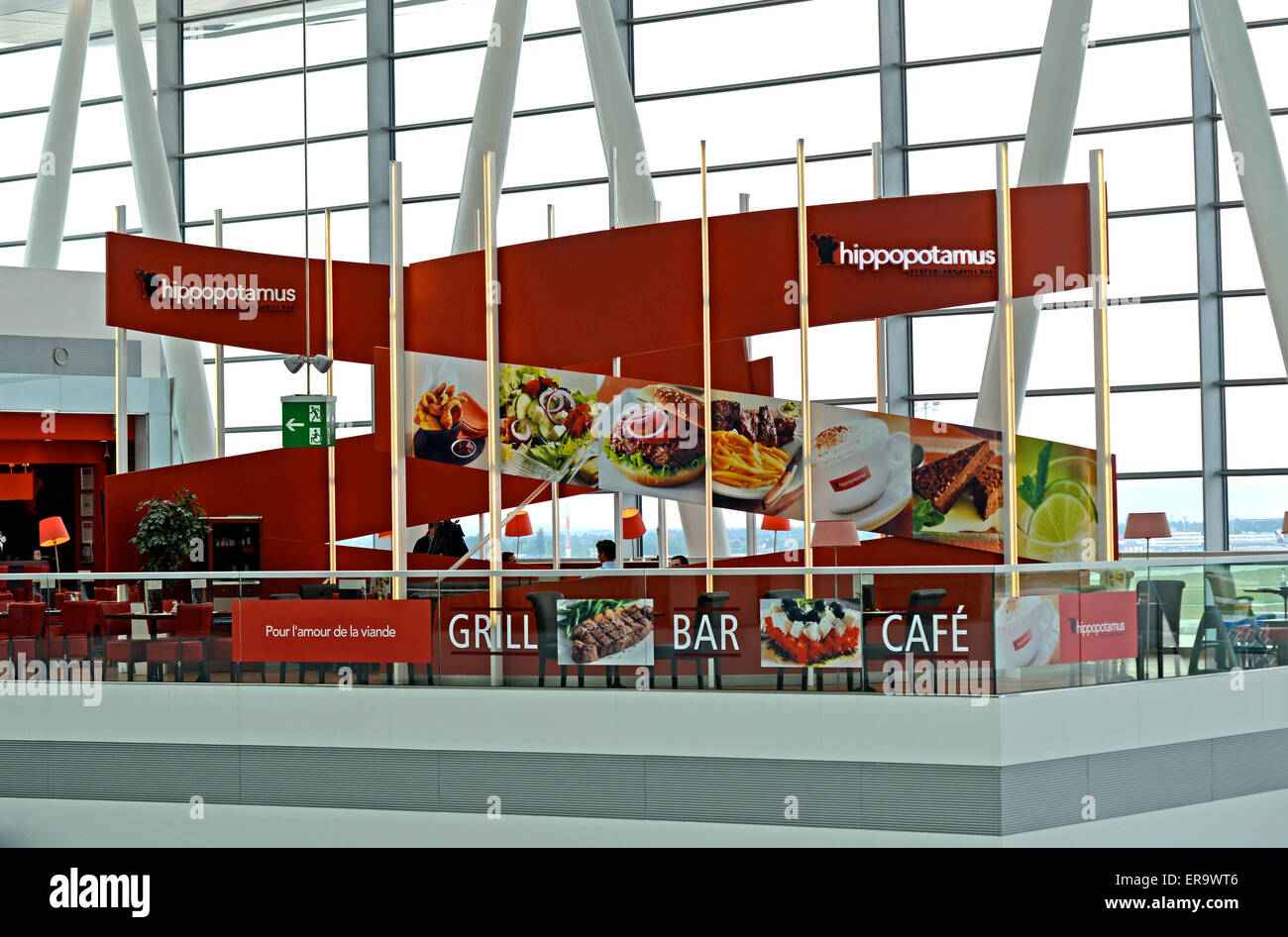 Hippopotamus grill bar cafe Ferenc Listz international airport Budapest Hungary Stock Photo