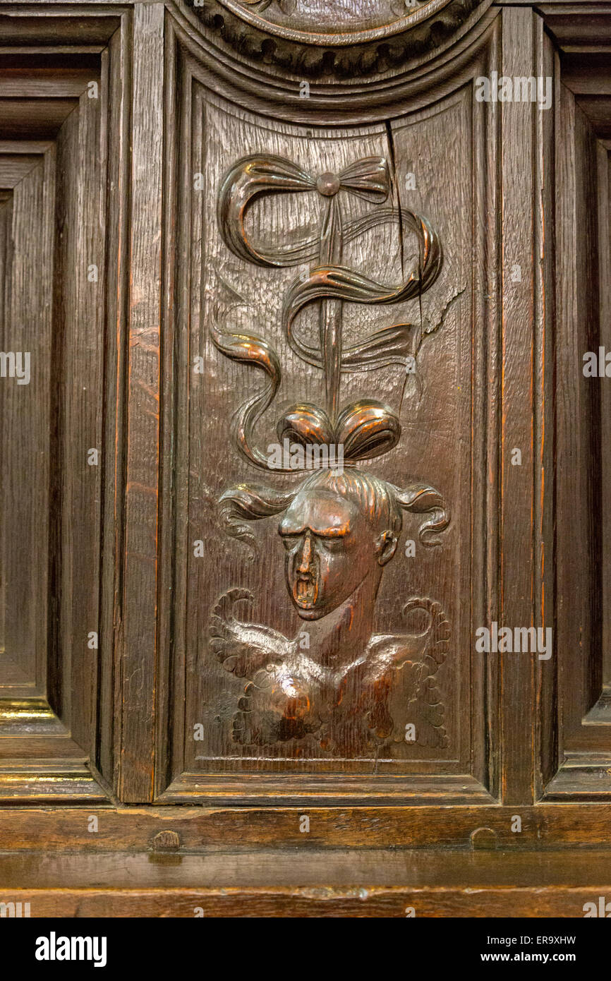 UK, England, Cambridge. King's College Chapel, Carving Depicting Anne