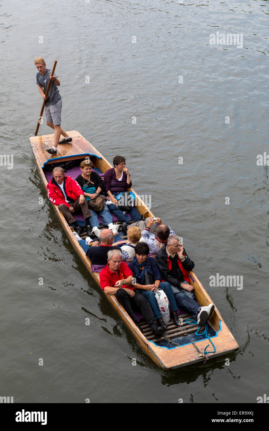 UK, England, Cambridge.  Punting on the River Cam. Stock Photo