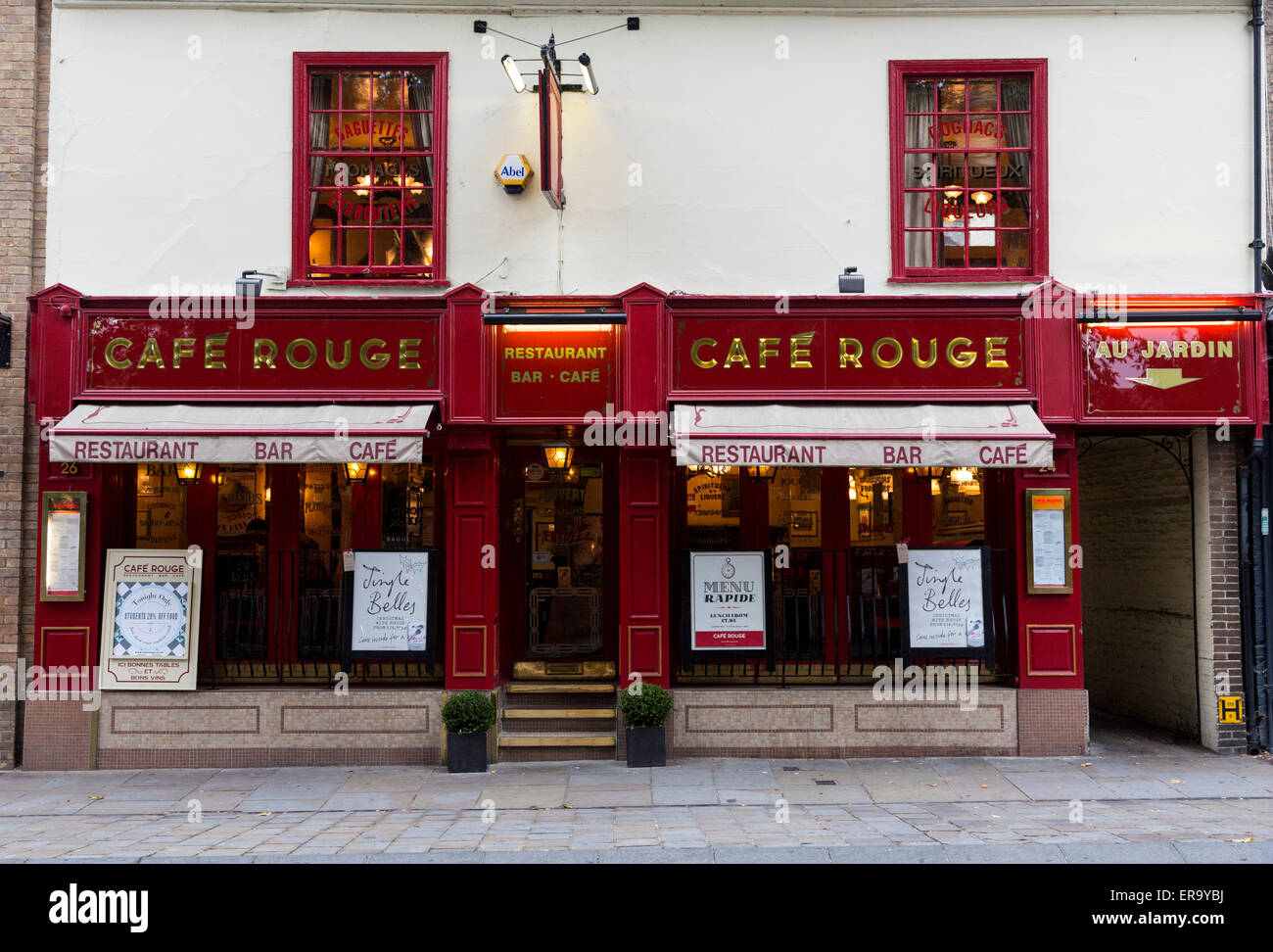 UK, England, Cambridge.  Cafe Rouge, Bridge Street. Stock Photo
