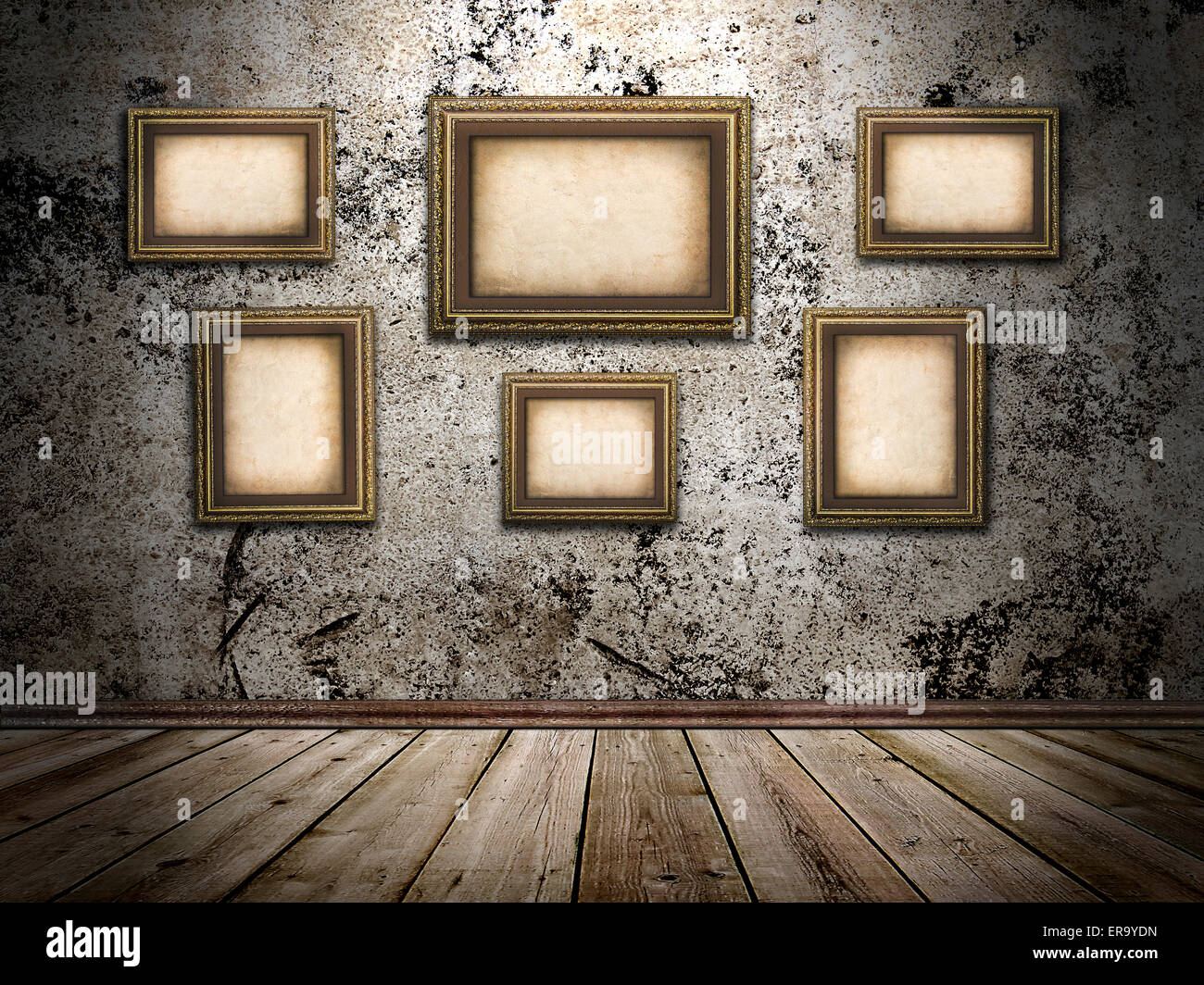 picture frames on a stone grange background Stock Photo