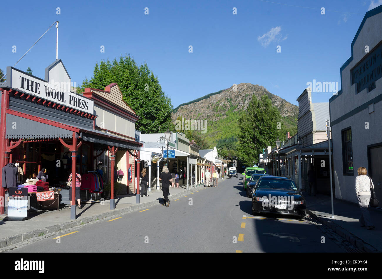 Shops in Buckingham Street, Arrowtown,  Central Otago, South Island, New Zealand Stock Photo