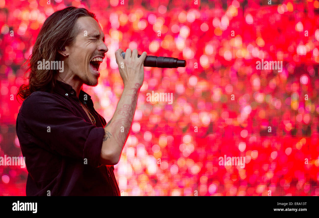 Munich, Germany. 29th May, 2015. Singer Brandon Boyd of US band Incubus performs on stage during the music festival 'Rockavaria' in Munich, Germany, 29 May 2015. Photo: Sven Hoppe/dpa/Alamy Live News Stock Photo