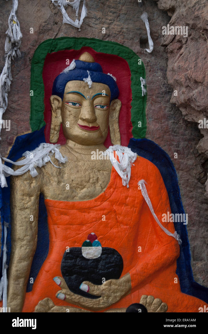 Buddhist carving Tibet Stock Photo