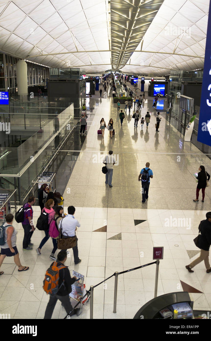 dh Hong Kong airport CHEK LAP KOK HONG KONG People departure gates walkway concourse Stock Photo