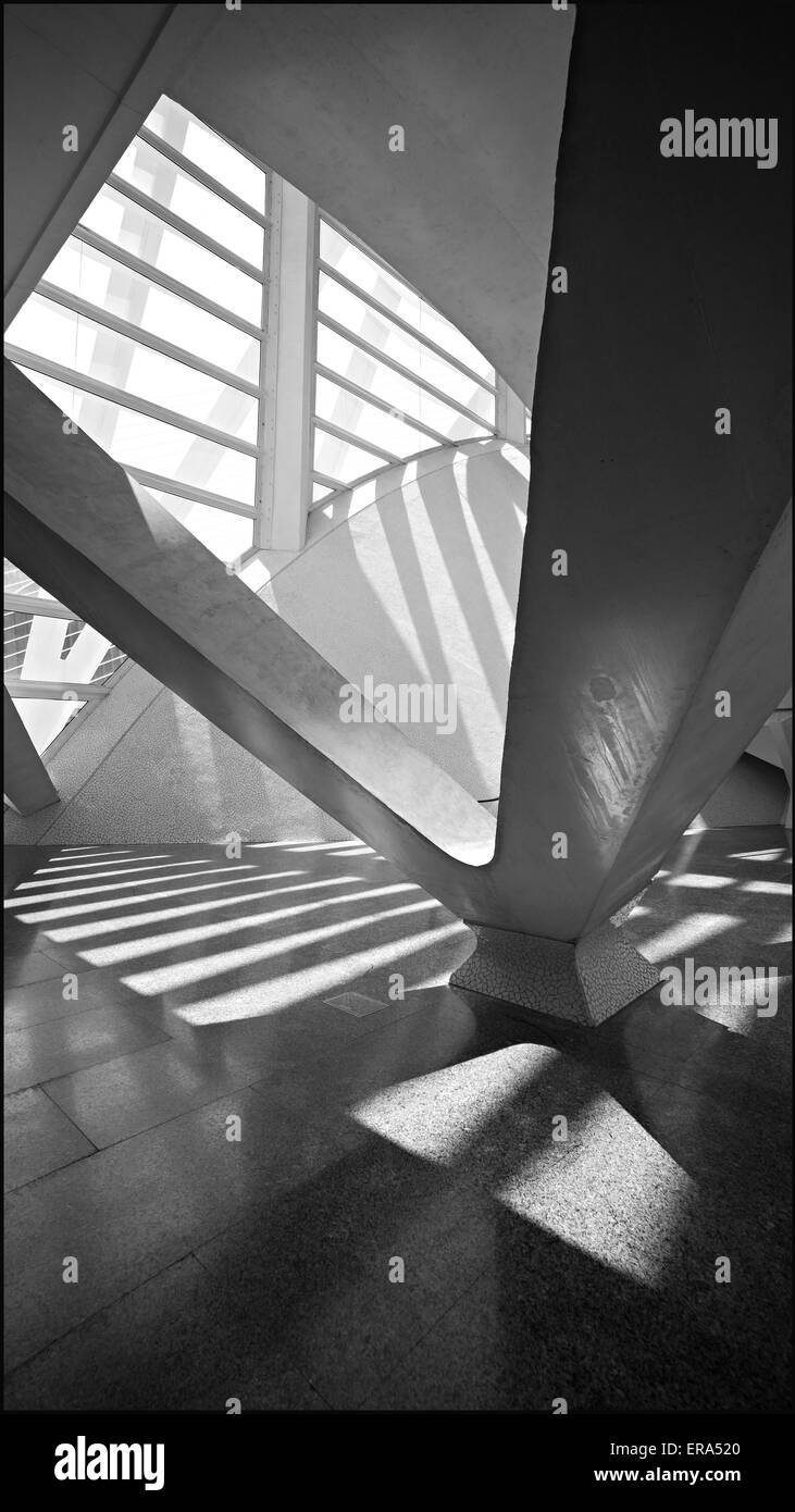 Light and shadows ricochet inside Valencia's Science museum Stock Photo