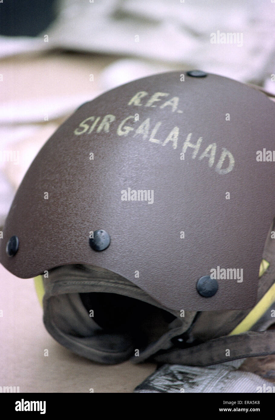 20th March 1991 A Royal Navy crew member's helmet on the RFA Sir